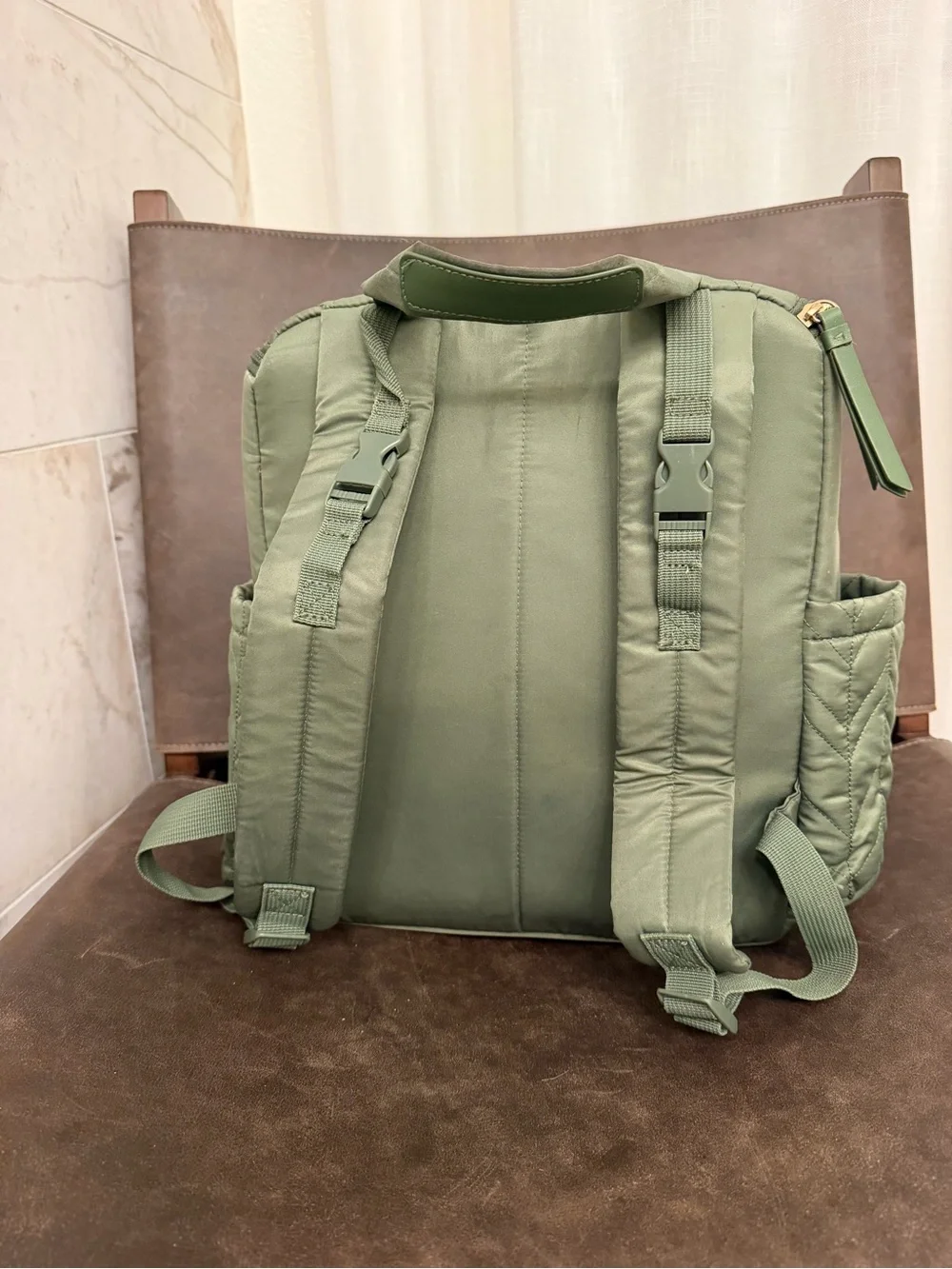 Skip Hop Quilted Olive Green Backpack Diaper Bag